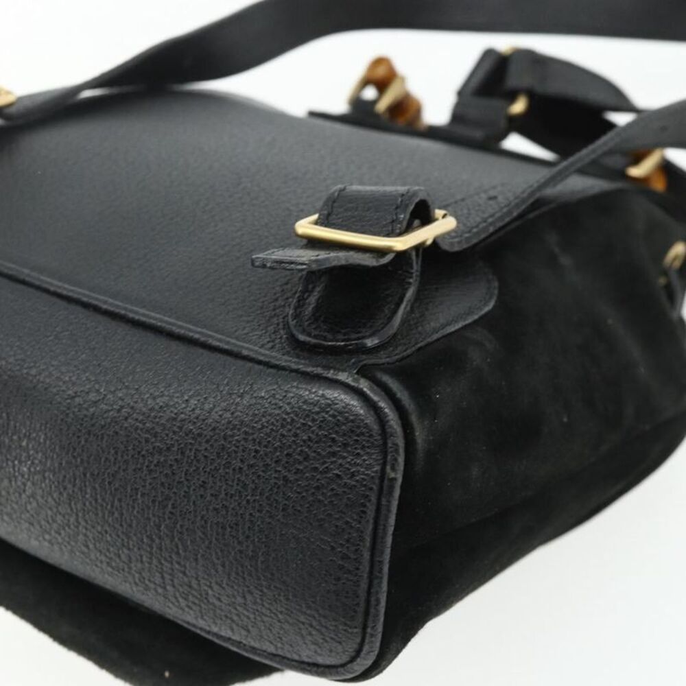 Gucci Gucci Bamboo Backpack Daim Black Suede Backpack Bag - Picture 12 of 16